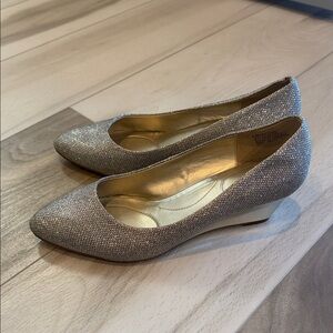 Bandolino Shimmering Silver Wedge Shoes